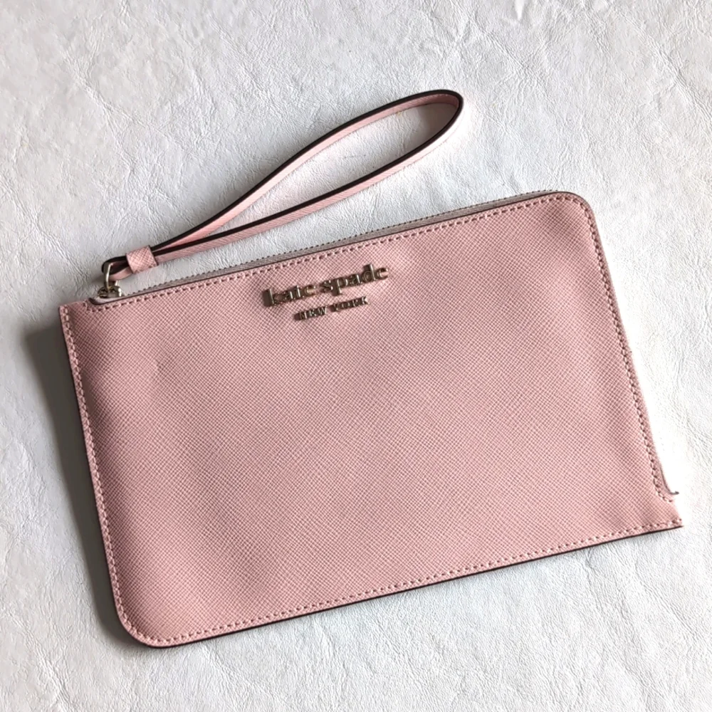 Kate Spade Soft Pink Small Zippered Wristlet Clutch Wallet